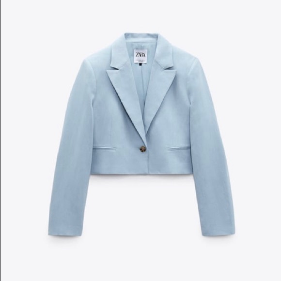 Zara Linen Crop Blazer NEW - Picture 2 of 5